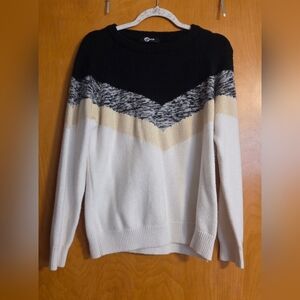 Rogue Women's Chevron Colorblock Sweater - Black, Gray, Cream, White